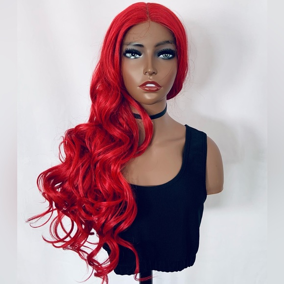 Gorgeous Red Premium Fiber Lace Front Wig for Valentines Day or Everyday - Picture 13 of 13